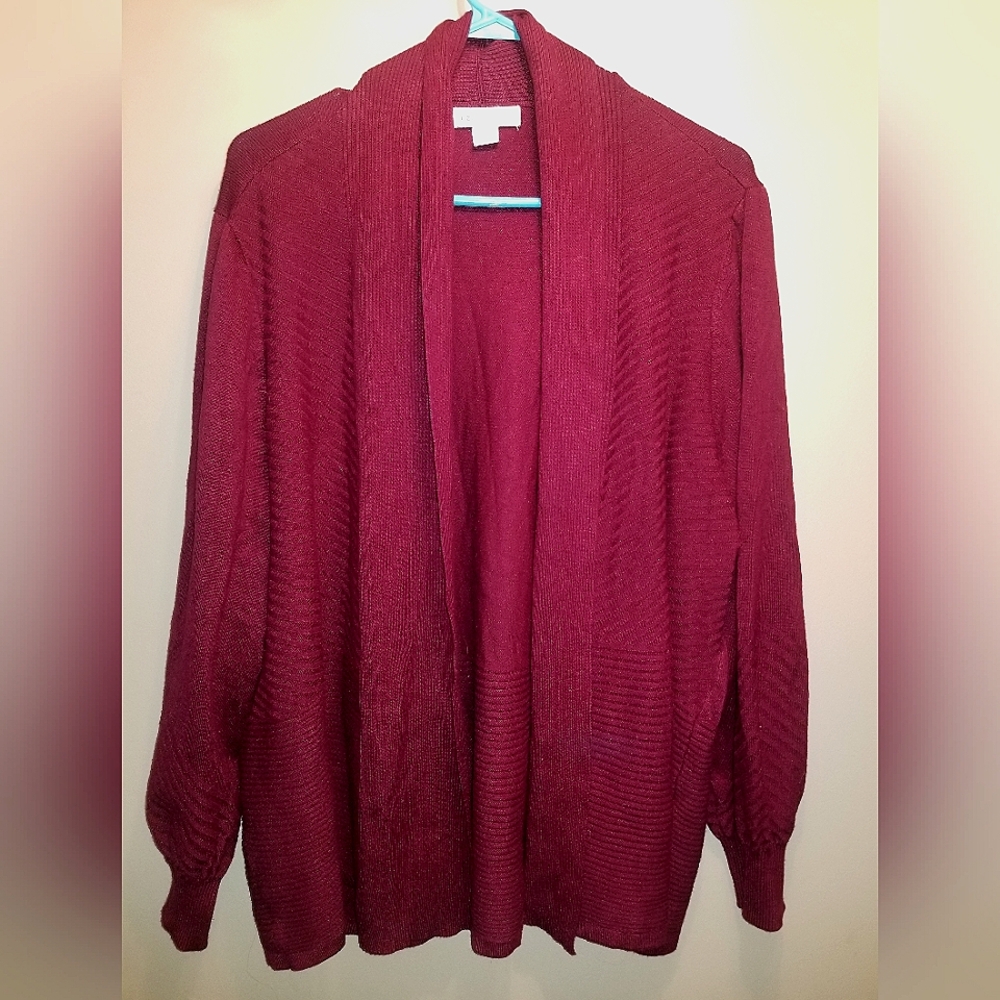 New Liz Claiborne long sleeve cardigan- maroon color